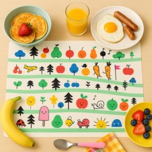 Colorful Cartoon Printed Dining Table Placemats for Kids (4 Pc / 40x30 Cm)
