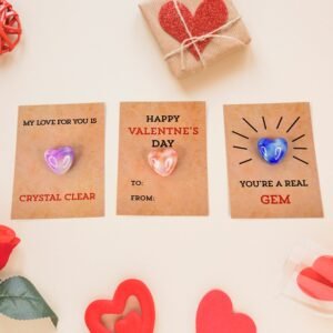 Heart-Shaped Crystal Gem Valentines with Gift Cards (24 Pc)