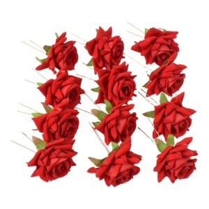 Hair Clip Red Rose Bridal Hair Pins Rose (12 Pcs Set / Red Color Only), Hair accessories