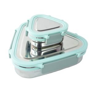 Ganesh Trinity 2-Piece Stainless Steel Triangle Lunch Box Set