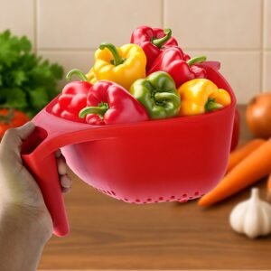 Apex Multi-Functional Plastic Strainer Bowl with Ergonomic Handle (1 Pc)