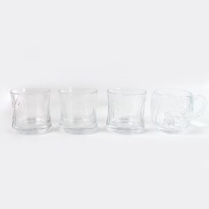 Glass 3 Pc Mug & 1 Pc Cup Set, Water glass (4 Pcs Set)