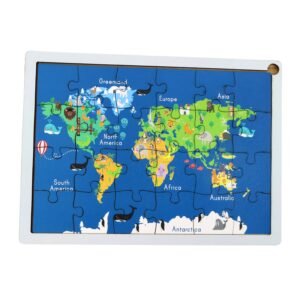Educational Wooden World Map Puzzle for Kids - (1 Set)