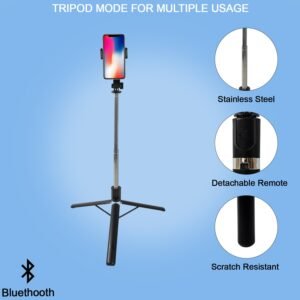 Selfie Stick with Tripod Stand (1 Pc / 160 Cm Long Approx)