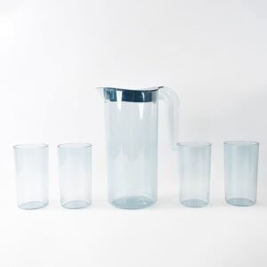 Apex Crystal Premium Jug with Lid & 4 Pcs Glass (1500 ML / 300 ML Approx / 5 Pcs Set)