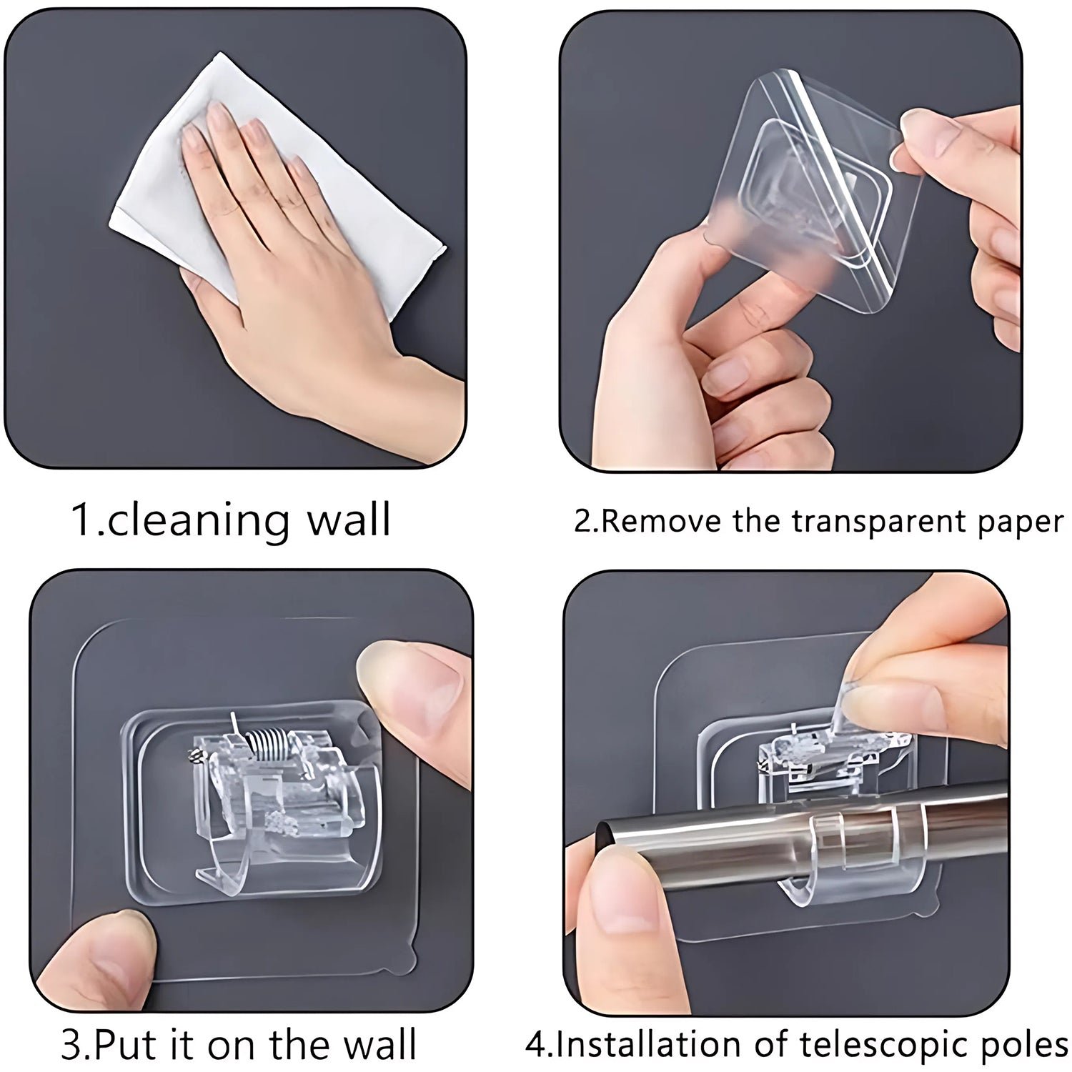 Wall Mount Transparent Self-Adhesive Clip with Strong Spring Grip - Image 6