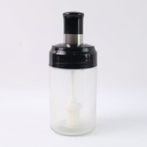 Clear Glass Oil Dispenser Bottle with Integrated Silicone Basting Brush (250ml Approx)
