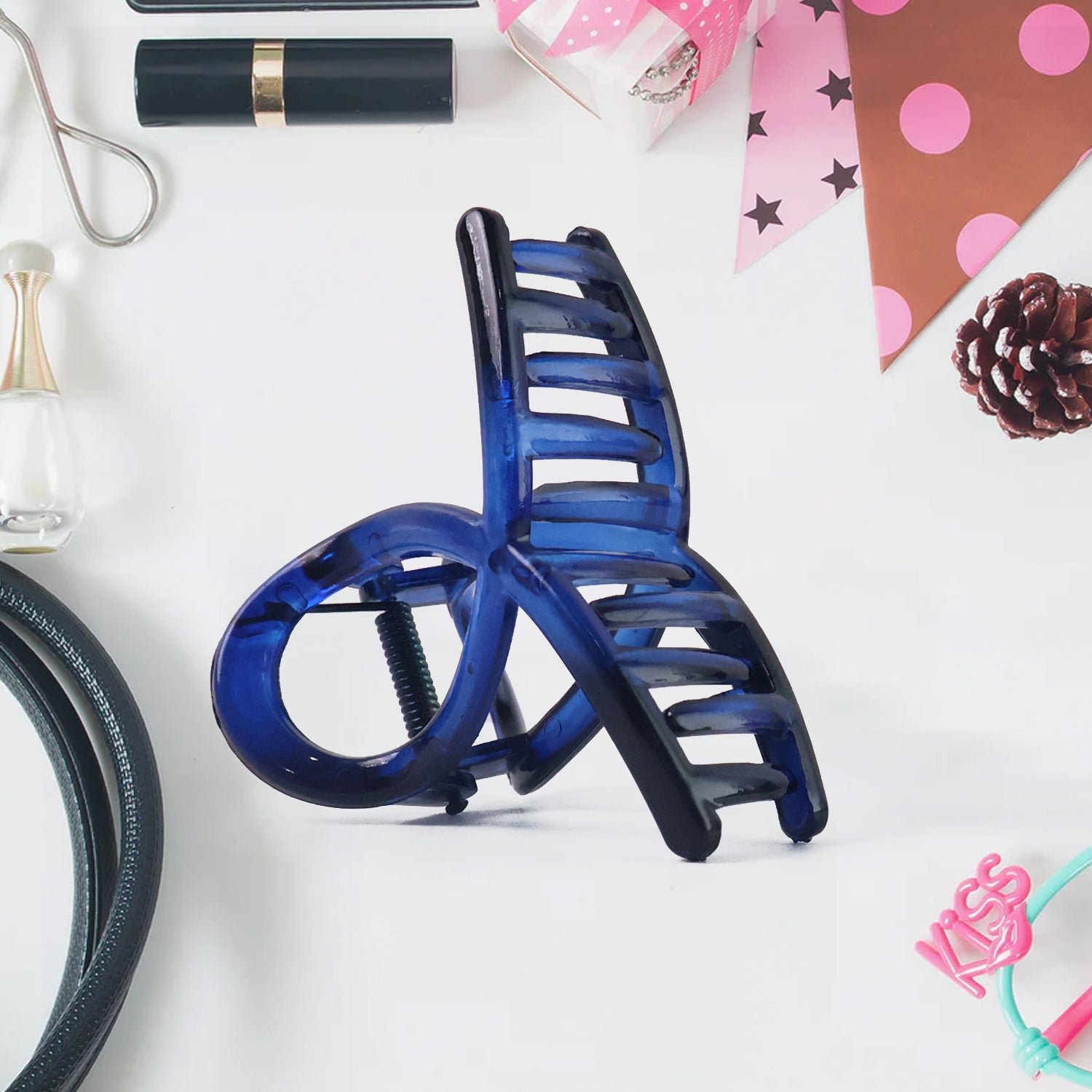Plastic Hair Clamp Grip, Simple Matte Hair Barrette Clamp (12 Pc / Mix Design) - Image 7