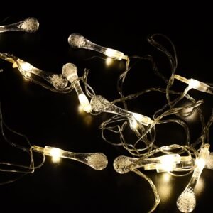 Decorative LED Lighting Chain with Crystal Water Drop Bulbs Approx 3 Mtr (1 Pc)