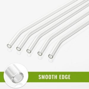 Reusable Glass Straws Clear Glass Drinking Straw 5Pc