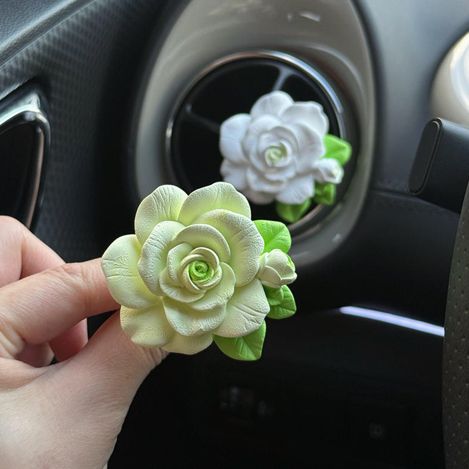 Elegant Rose Flower Car Air Freshener Clip for AC Vent with Perfume Bottle 10ML(1 Pc) - Image 3
