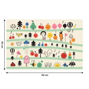 Colorful Cartoon Printed Dining Table Placemats for Kids (4 Pc / 40x30 Cm)