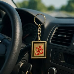 Om Trishul Symbol Golden Keychain (1 Pc)