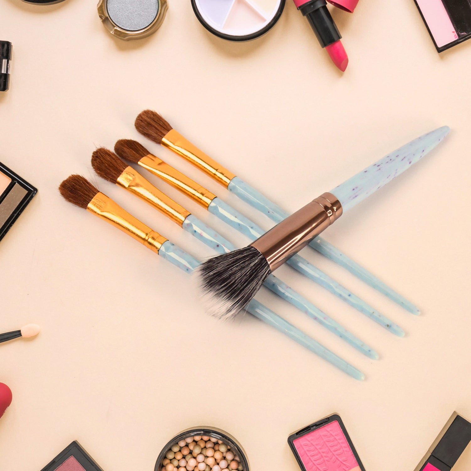 5pc Makeup Brush tools kit (5 Pcs Set / Mix Color) - Image 10