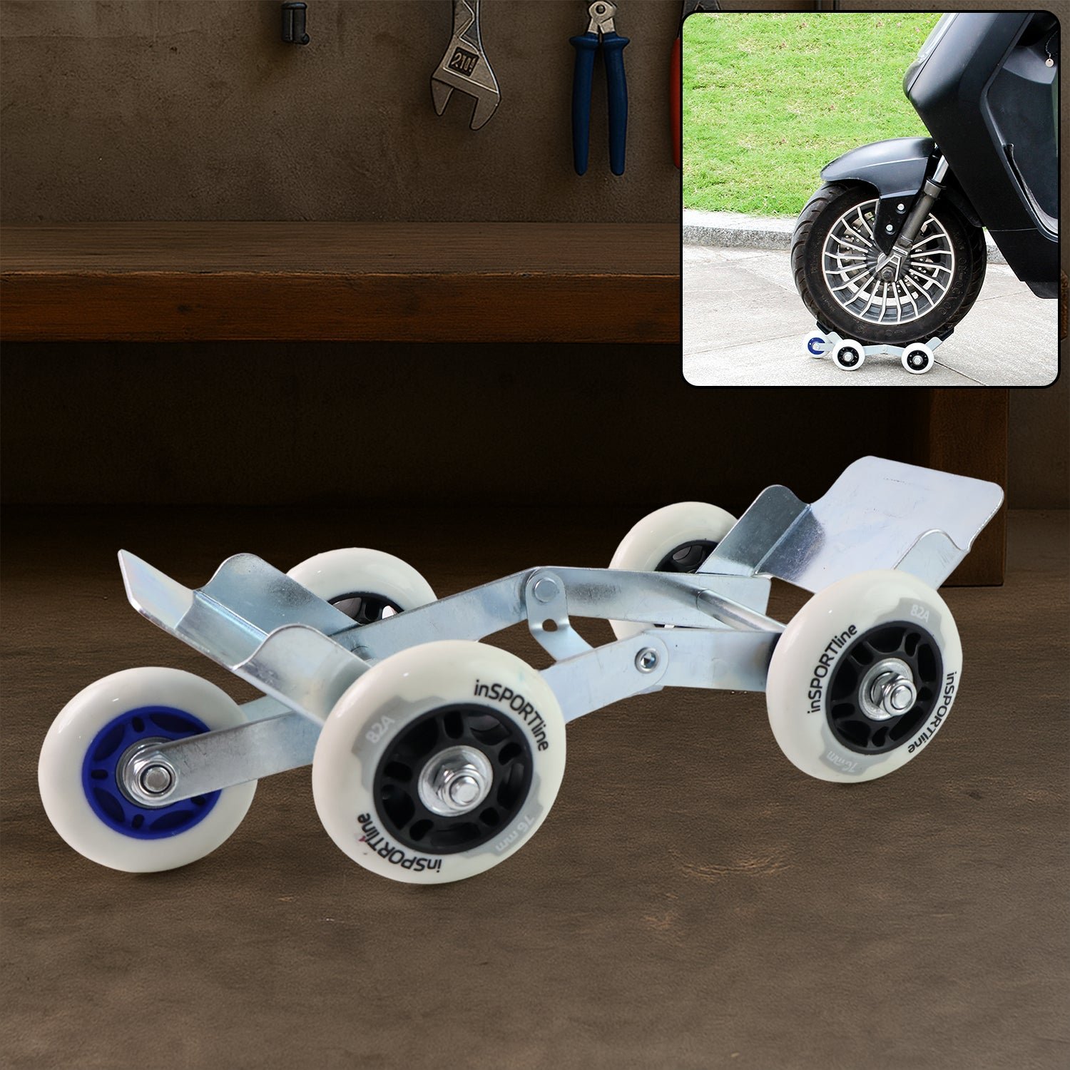 Universal Scooter/Bike Parking Support Roller with Heavy-Duty Wheels (1 Pc)