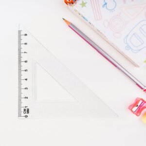 Plastic Geometry Set, Triangle Ruler Protractor Straight Ruler (4 Pcs Set)