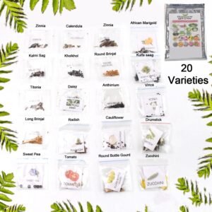 20 Varieties of Vegetable & Flower Seeds Combo (1 Pkt. / 20 Varieties)