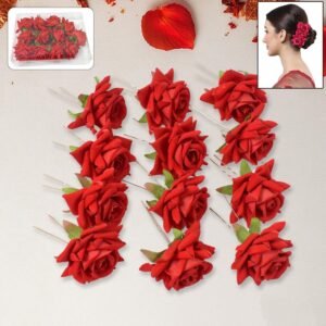 Hair Clip Red Rose Bridal Hair Pins Rose (12 Pcs Set / Red Color Only), Hair accessories