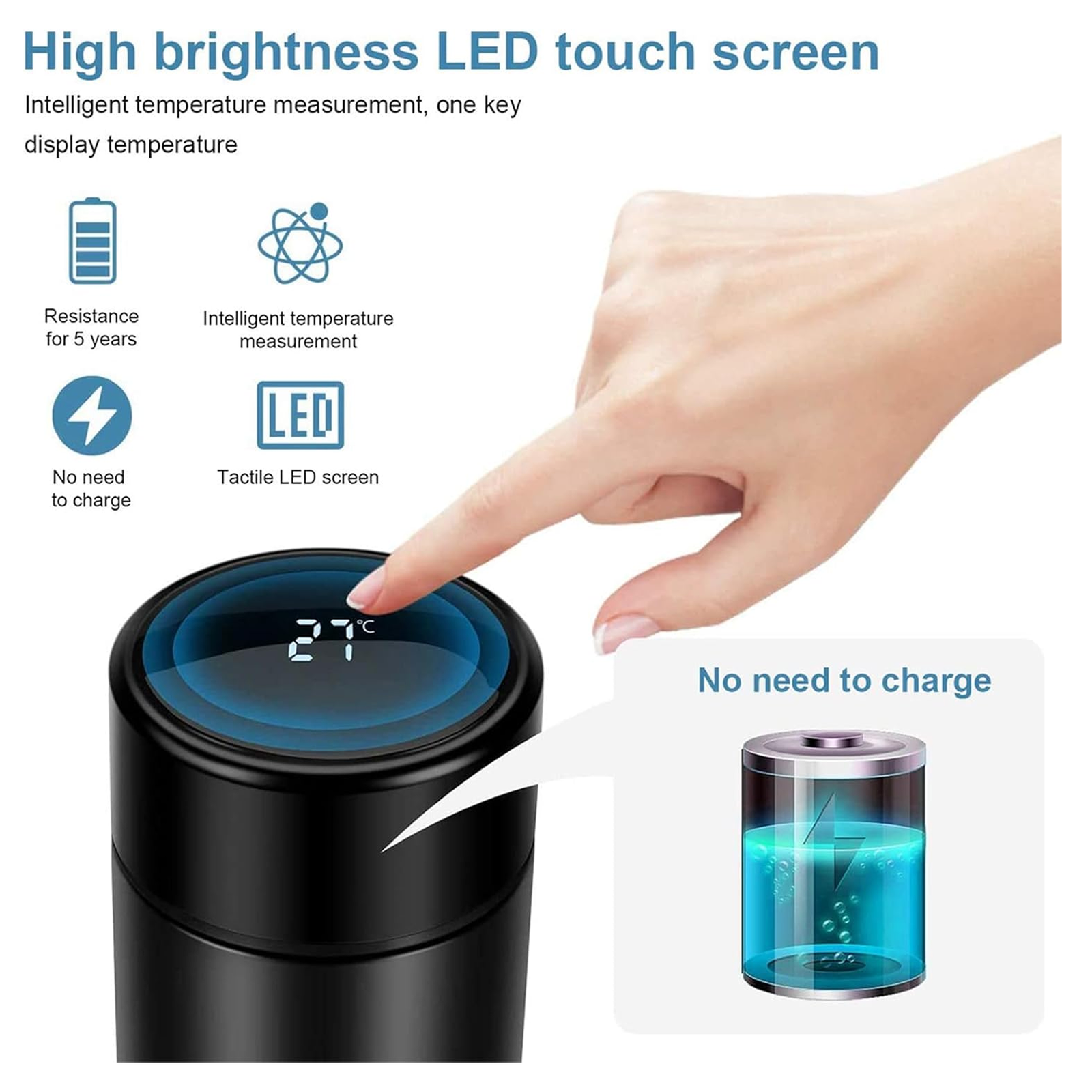 0726 Smart Vacuum Insulated Water Bottle with LED Temperature Display (1 Pc / Multicolor) - Image 3