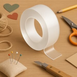 Sticky Double Sided Tape Washable Adhesive Tape Reusable (Thin / 6.5×3 Cm / 1 Pc)