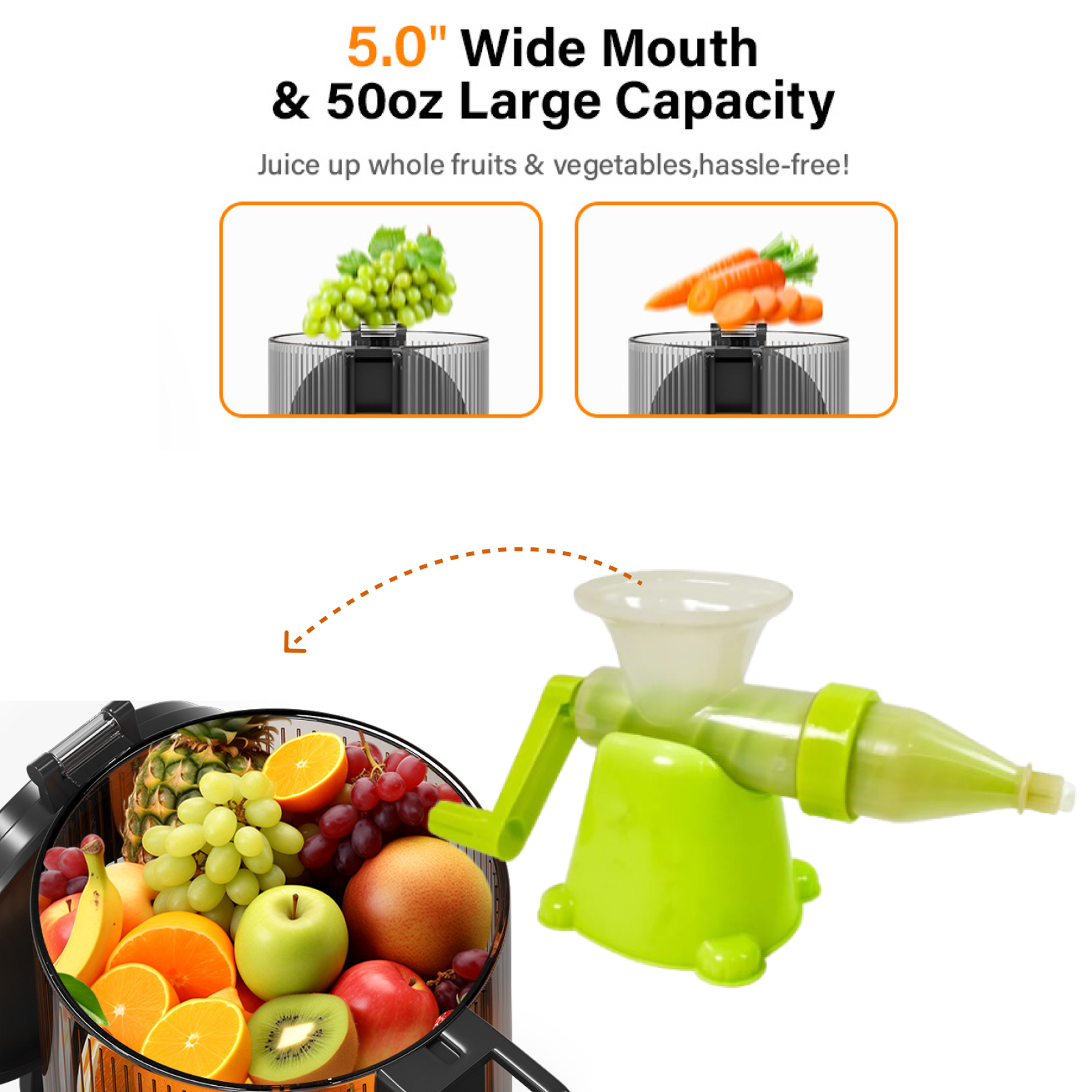 Manual Juicer Modern Plastic Fruit and Vegetable Juicer (1 Pc / Bowl Not Included) - Image 3