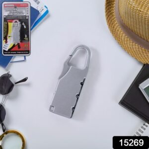 Silver Tone Motorcycle Bike Helmet Lock Portable 3 Digit Security Resettable Lock Anti-Theft Luggage Lock