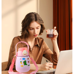 Stainless Steel Vacuum Insulated Water Bottle with Handle & Sticker (700 ML)