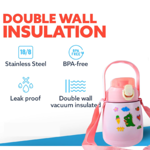 Stainless Steel Vacuum Insulated Water Bottle with Handle & Sticker (700 ML)