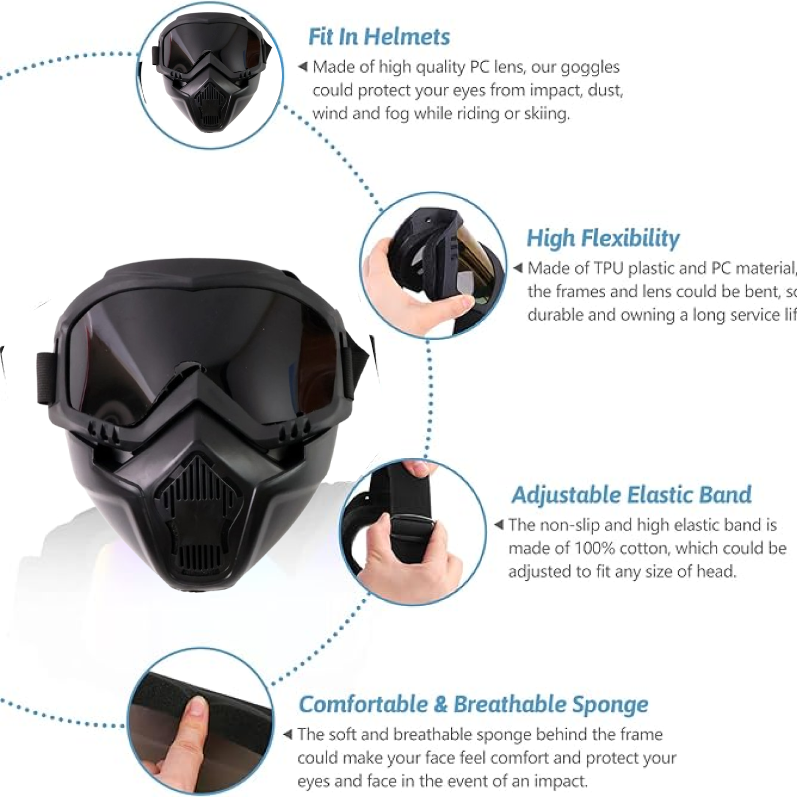 Motorcycle Goggles Off-Road Helmet Goggles Windproof Glasses Goggles Mask (1 Pc) - Image 3