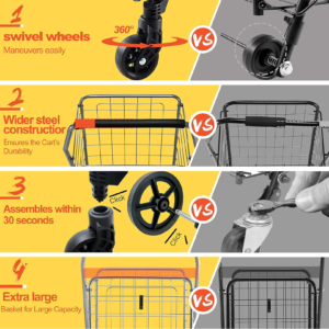 Foldable Shopping Trolley with Wheels ( MOQ :- 2 Pc)