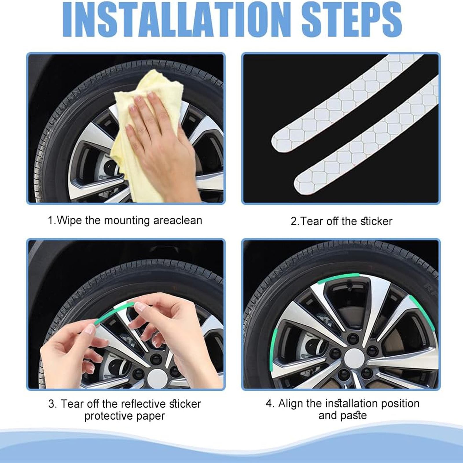 Car Wheel Hub Reflective Car Stickers, Night Warning Stickers (20 Pcs Set/ Multicolored) - Image 3