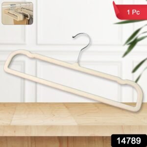 Premium Velvet Non-Slip Cloth Hanger with Metal Hook (1 Pc)