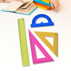 4-Piece Geometry Set, Triangle Ruler Protractor Straight Ruler