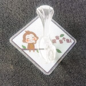 Cute Cartoon Print Transparent Wall Hook with Self-Adhesive Back (1 Pc)