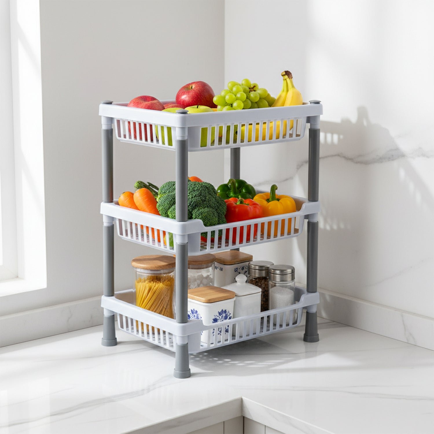 3-Layer Multipurpose Kitchen Storage Basket Rack - Image 4