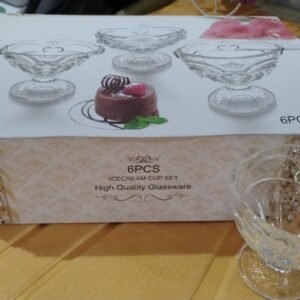 Glass Ice-Cream Cup Set, Home & Kitchen Serving or Dessert Cup (6 Pcs Set)