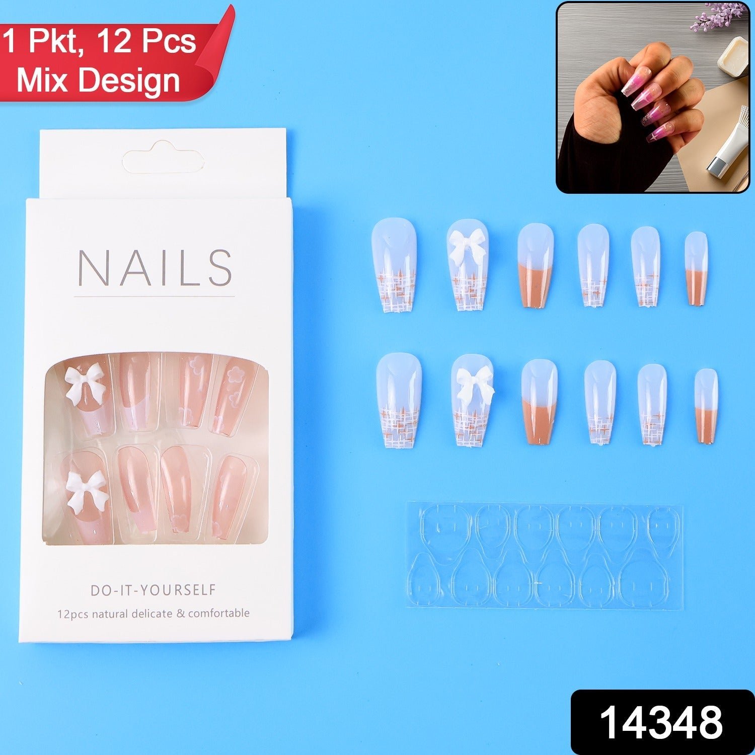 Reusable Press-On Artificial Nails with Adhesive Stickers fake nails (1 Pkt) - Image 2