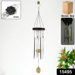 Solar LED Wind Chime with Tubes Soothing Sound & Colorful Glow (1 Set)
