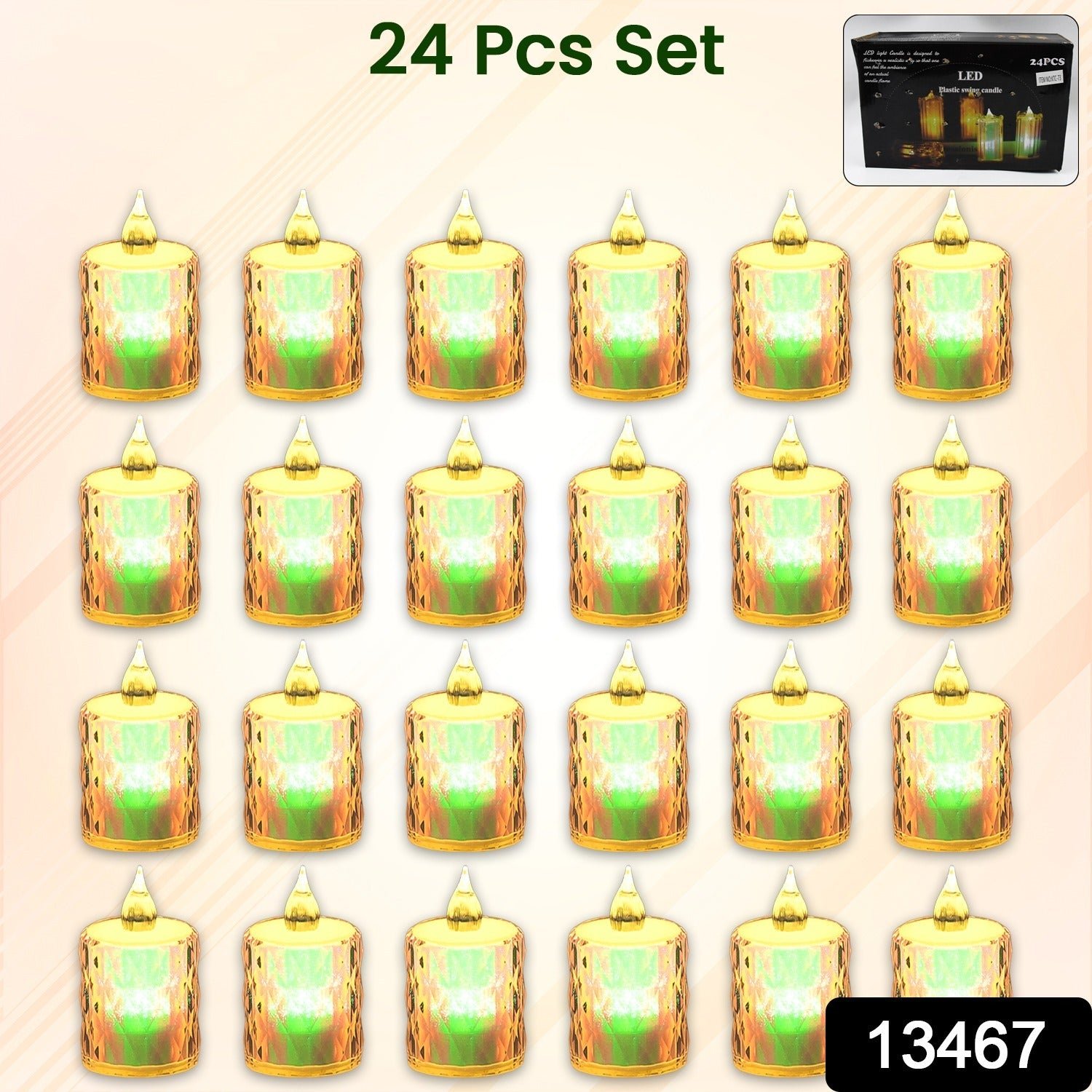 24 Pc Flameless and Smokeless Decorative Melting Candles LED Tea Light Candle Flickering Electronic Candle, Diwali - Image 2