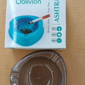 Oblivion Transparent White Ashtray with Cigarette Holder Grooves – Modern Smoke Disposal Tray (1 Pc)