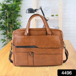 Premium Faux Leather Multipurpose Messenger Briefcase with Shoulder Strap (1 Pc)
