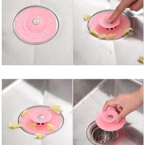 Creative 2-in-1 Silicone Sewer Sink Sealer Cover Drainer (multicolour)