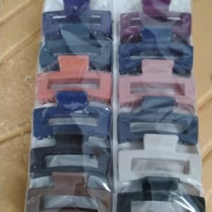 Matte Finish Rectangle Hair Claw Clip for Women and Girls – Assorted Color Pack – 12 Pc