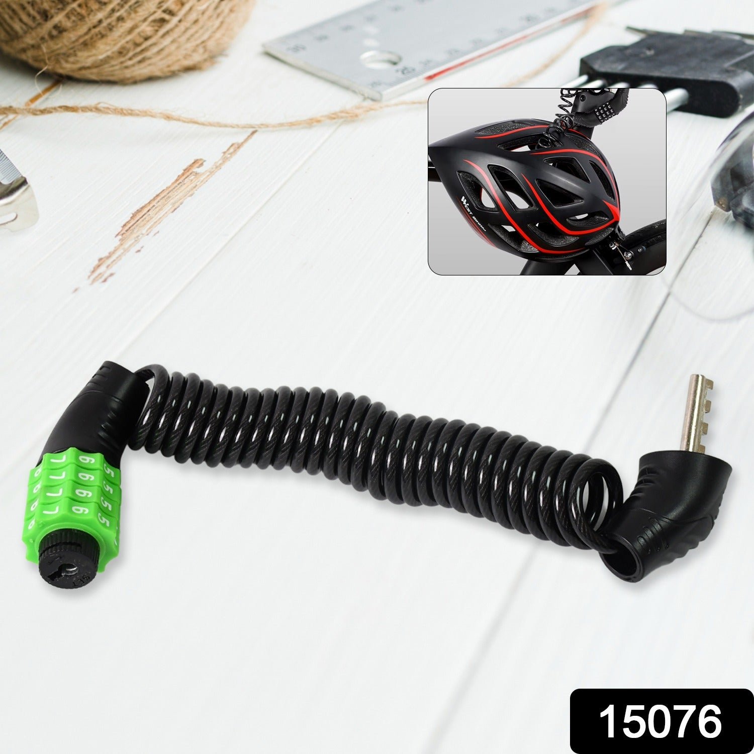 Spiral Cable Lock | 4-Digit Combination Code | Bicycle Security Lock (1 Pc) - Image 2