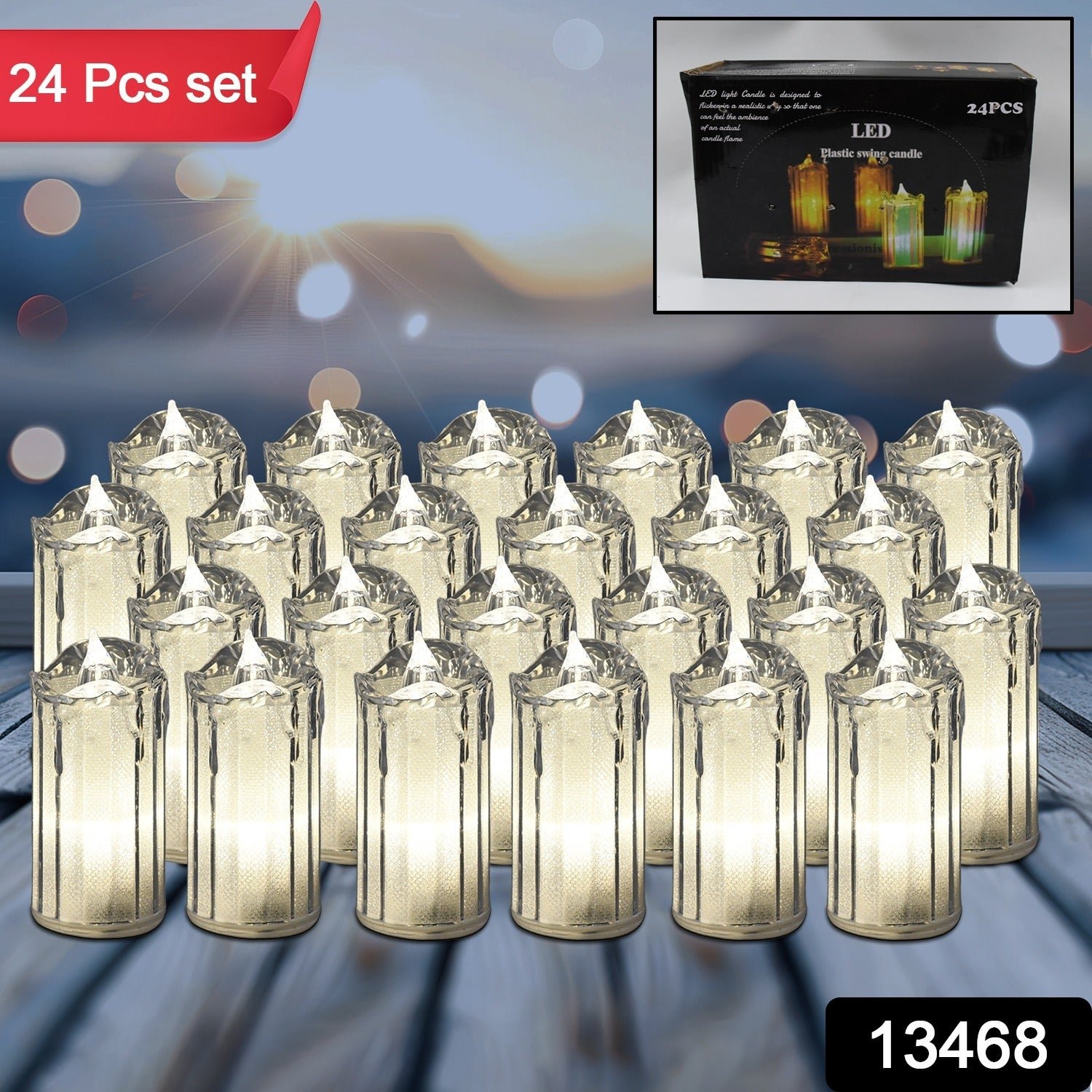 24 Pc Flameless and Smokeless Decorative Melting Candles LED Tea Light Candle Flickering Electronic Candle, Diwali - Image 2