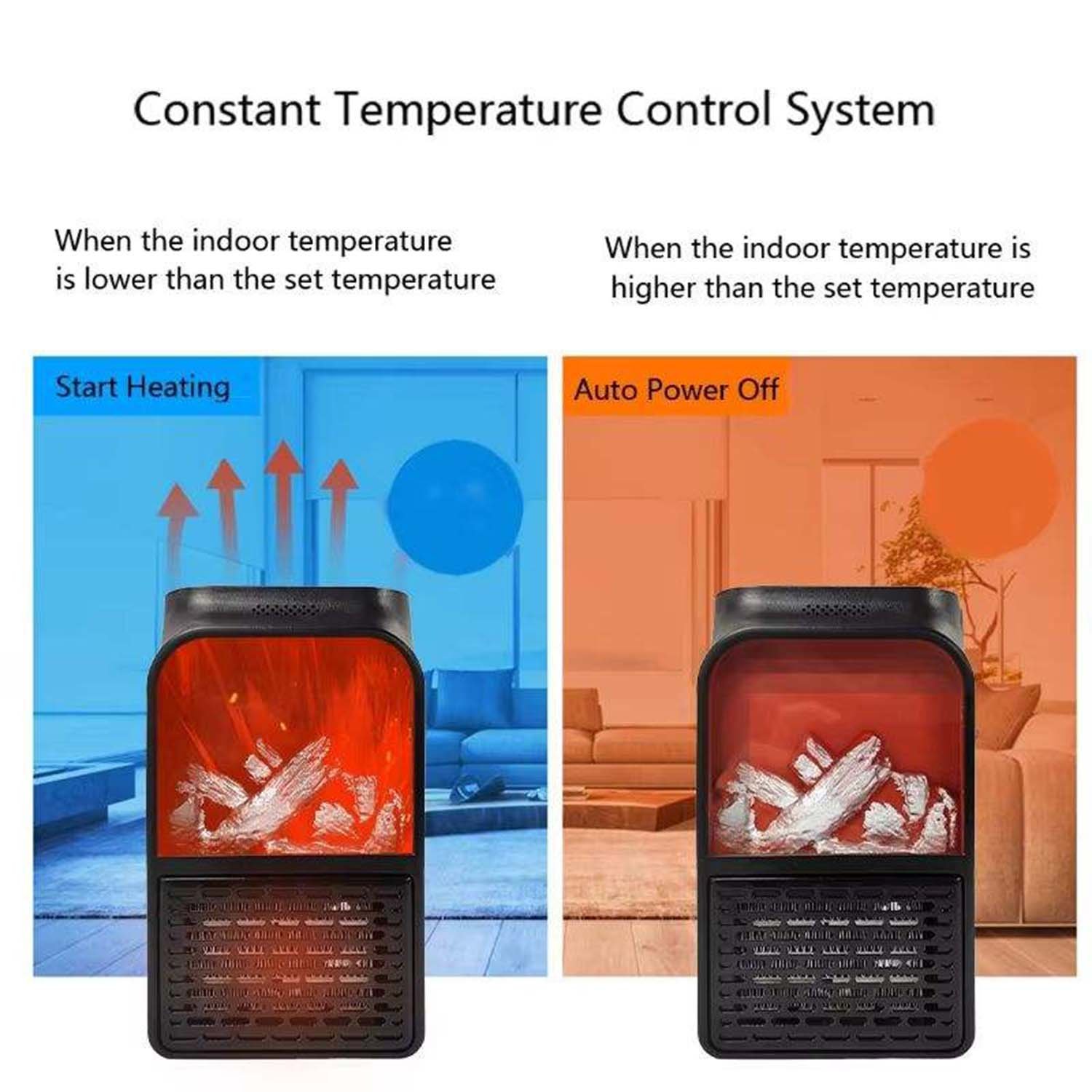 Portable Electric Fireplace lamp LED Flame Heater (1000w / 1 Pc) - Image 4