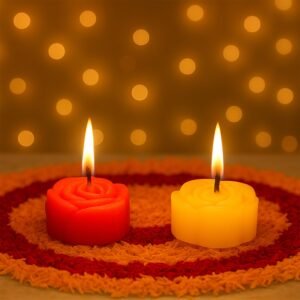 Rose Shaped Wax Candle Set (6 Pc)