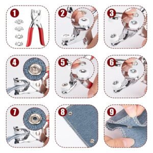 Heavy Duty Snap Button Fastener Plier Tool Kit (1 Set)