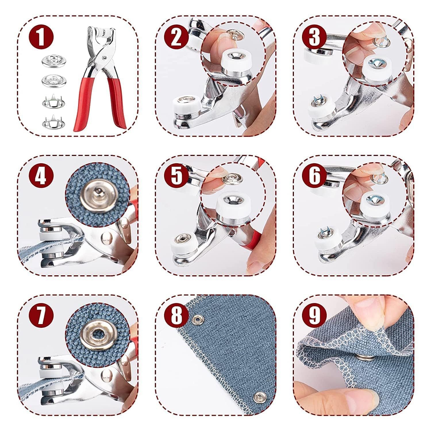 Heavy Duty Snap Button Fastener Plier Tool Kit (1 Set) - Image 8