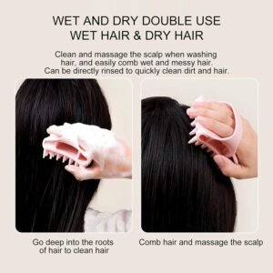 Scalp Massager Shampoo Brush Soft Silicone Hair Washing Comb with Handle